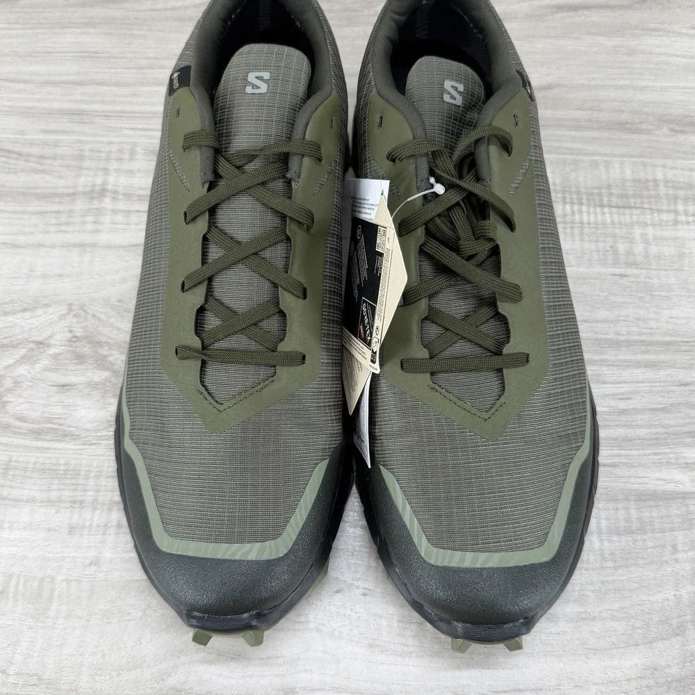 Salomon Alphacross 5 GTX Gore-Tex Trail Running Shoes Olive Black Men's Sz 11.5